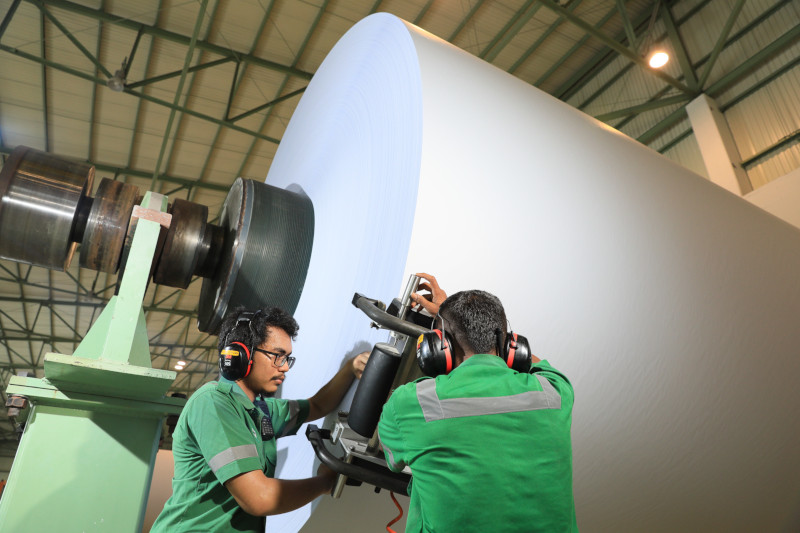 How Paper Is Made Jumbo Roll: Gulungan kertas raksasa di pabrik RAPP untuk diolah menjadi kertas dalam memenuhi berbagai kebutuhan digunakan